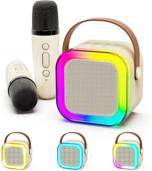 Mini Portable Karaoke Machine with Bluetooth Speaker & 2 Wireless Microphones